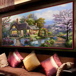 蒙娜丽莎十字绣花园小屋2023线绣客厅大幅卧室欧美系列，风景画