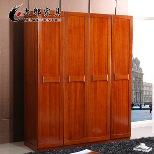 六郎海棠木家具全实木衣柜，开门柜子简约现代4门大衣柜卧室木质柜