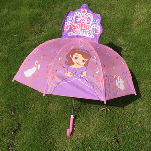 手动公主卡通立体儿童手开防夹小童雨伞幼儿园男女宝宝长柄伞
