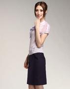 名师路品牌金紫色针织袖子真丝拼接透气减龄套头T恤衫女1-2折