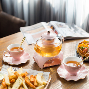 陶瓷欧式花茶壶蜡烛加热少女北欧英式下午茶水果茶壶花草茶具套装