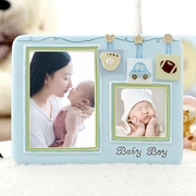 儿童相框摆台6寸婴儿照片框创意，画框组合双孔宝宝相架免费冲洗照