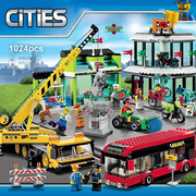 城市系列市镇广场中心街景建筑餐厅工程车兼容乐高积木玩具60026