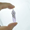 原创紫水晶柱s925纯银，树叶镶嵌宝石，项链吊坠女锁骨链礼物