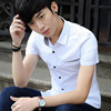 夏季流行衬衫修身青年纯色时尚，潮寸衫韩版男装，短袖薄半袖衬衣