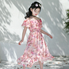 女童连衣裙2024夏雪纺(夏雪纺，)裙波西米亚裙子洋气，沙滩韩版中大童长裙