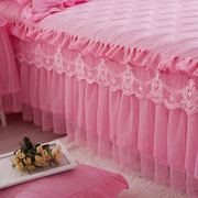 韩版花边蕾丝夹棉床裙加厚床罩单件床盖公主床套加棉保暖床裙1.8m