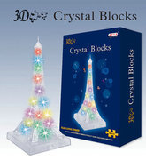 3d立体水晶拼图创意，diy益智玩具艾菲尔铁塔发光拼图儿童益智