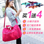 紫色大号手提斜挎健身包行李袋，帆布旅行包女包尼龙，大包防水旅游包