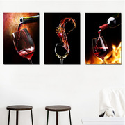 餐厅装饰画现代简约无框画葡萄红酒杯饭厅挂画创意，艺术组合墙壁画