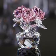 销3枝玫瑰花梳妆台摆件七夕情人节水晶玫瑰，送女友创意浪漫礼物厂