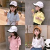 韩版男女童装 儿童糖果色拼色口袋纯棉中袖t恤宝宝T恤 90-130