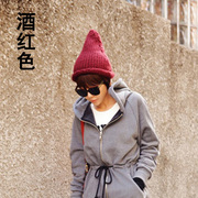 韩版潮流毛线帽子女秋冬季尖尖帽糖果，纯色锥形帽时尚保暖套头帽