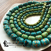 天然松石桶珠绿色蓝色松石，圆柱型鼓珠diy手工，饰品配件间隔材料