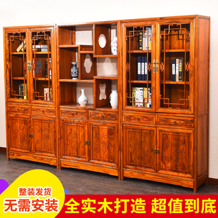 仿古书柜新古典(新古典)现代中式家具组装全实木书架书柜自由组合书柜书架