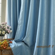 纯色灰蓝色 卧室防晒 挂钩丝绒高遮光窗帘成品加厚窗帘布 