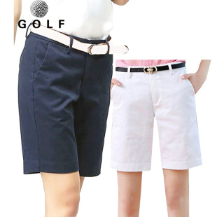 高尔夫短裤女白色纯棉舒适透气运动五分裤子GOLF球裤夏季修身中裤