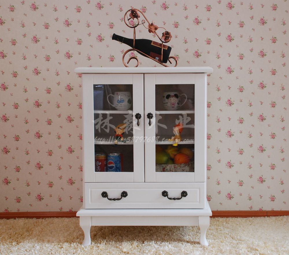白色欧式酒柜 餐边柜白色田园陈列柜 玄关柜 实